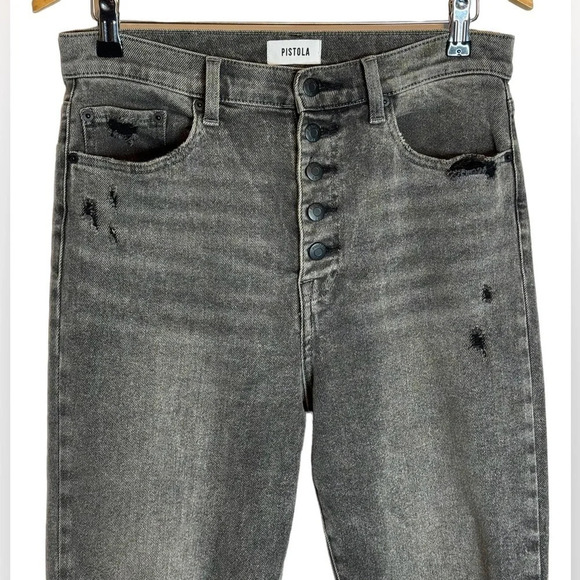 Pistola | Cara Misguided Jeans Button Fly Distressed Raw Cut Hem High Rise EUC - Picture 5 of 11